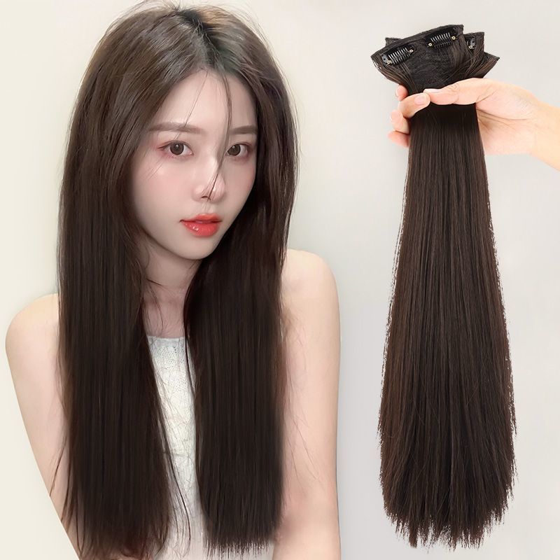 Wig Women's Long Hair Three-piece Long Straight Hair Wig Piece Additional Volume Fluffy Invisible Traceless Artificial Hair Twig