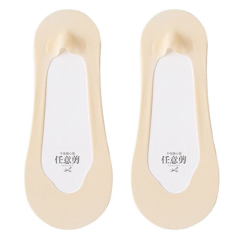 Calcetines de barco para mujer, calcetines de fondo de algodón sin tacón, calcetines invisibles de seda de hielo transpirables de estilo fino de primavera y verano, calcetines Zhuji, calcetines de mujer de todo fósforo