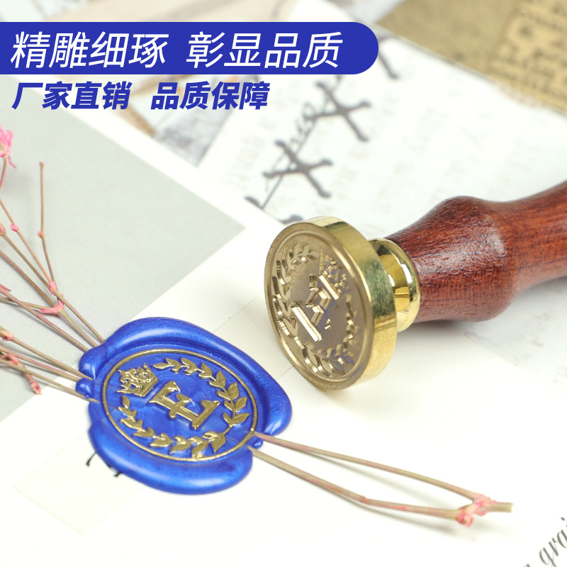 Sello europeo de pintura de fuego de color imagen confección carta de felicitación sello cera fuego pintura sello cabeza de cobre + mango de madera suministro directo de fábrica
