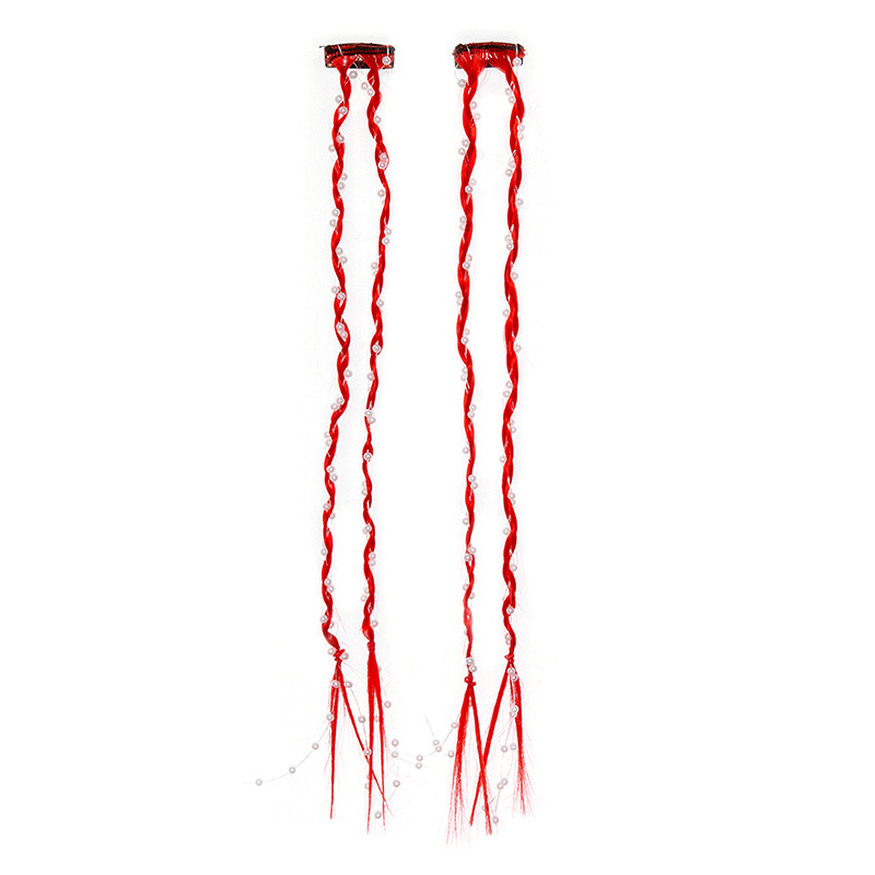 bb clip de moda perla pequeña trenza china rojo dulce cool grupo de mujeres viento picante teñido pelucas