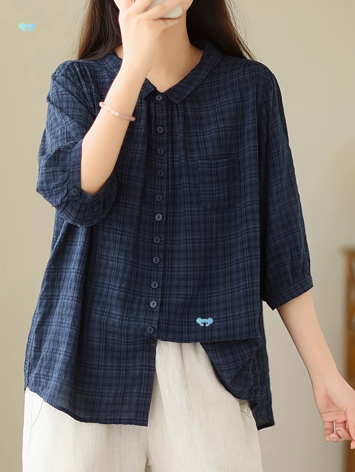 Женская японская рубашка свободного кроя с длинным рукавом, дропшиппинг