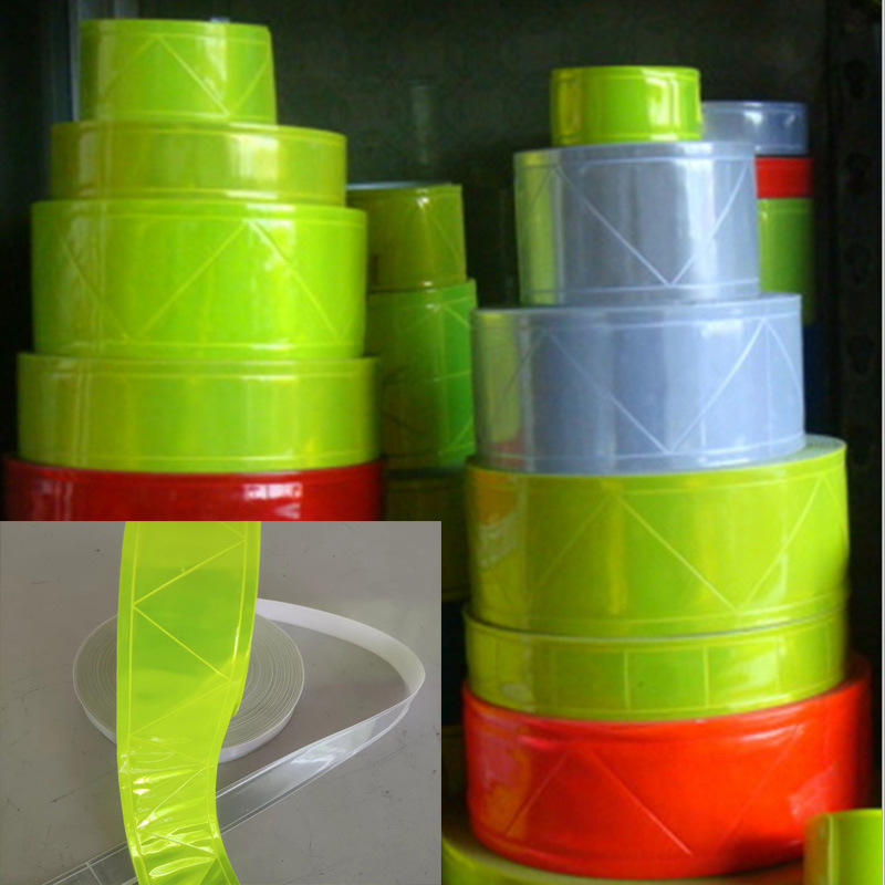 彩色PVC晶格反光条 安全服饰反光晶格条高亮环卫服用警示反光材料