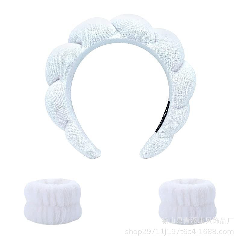 Diadema de esponja retorcida Amazon 2025, diadema de calavera alta, pulsera, diadema de pelo retorcida de felpa, diadema para lavado de cara para mujer, accesorios para el cabello