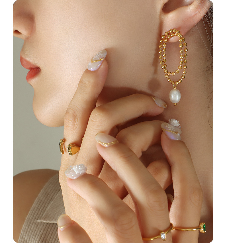 Retro Geometric Titanium Steel Plating Drop Earrings 1 Pair