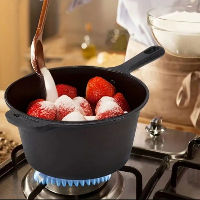 Olla para cocinar fideos, olla para sopa de leche, olla de hierro fundido para cocinar arroz/olla para leche, olla para complementos alimenticios para bebés, olla para guisos, sartén, cocina de inducción, utensilios de cocina que preservan la salud.