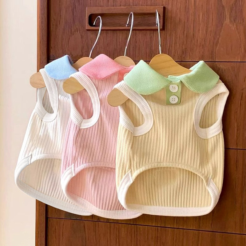 Cat Teddy Thin Striped Summer Schnauzer Dog Clothes Summer Pet Bichon Spring and Autumn Kitten Polo Shirt