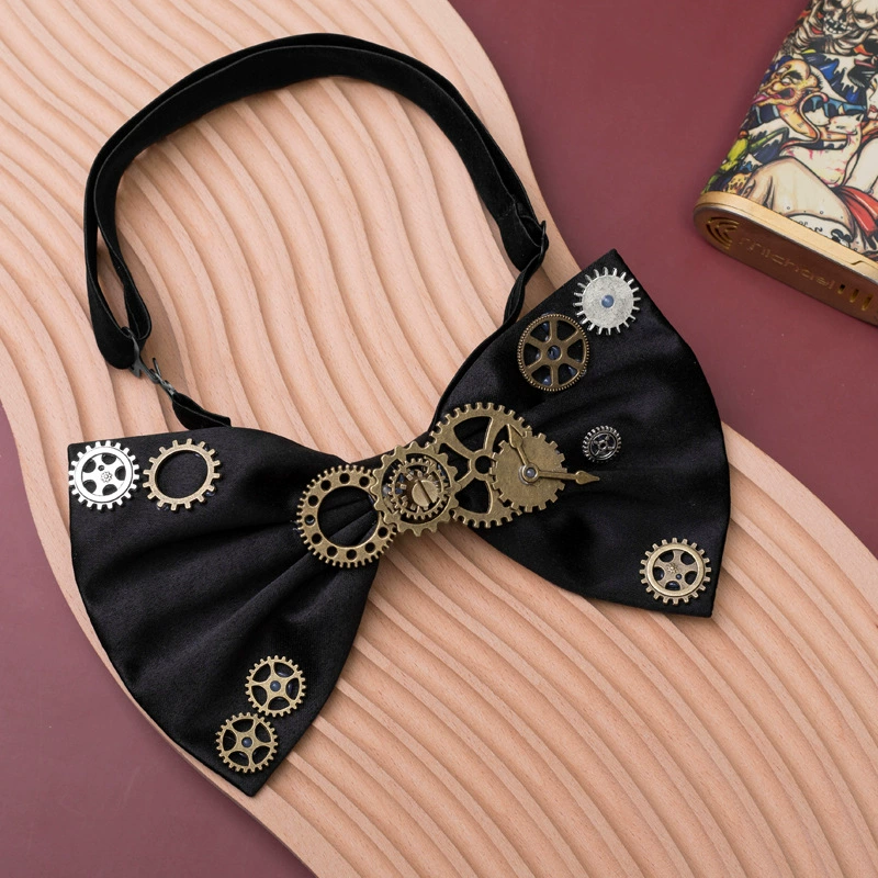 Новый винтажный черный мужской галстуки-бабочки большой воротник бизнес свадебный костюм рогатый галстубок-бабочка панк механический колесный галстубок
