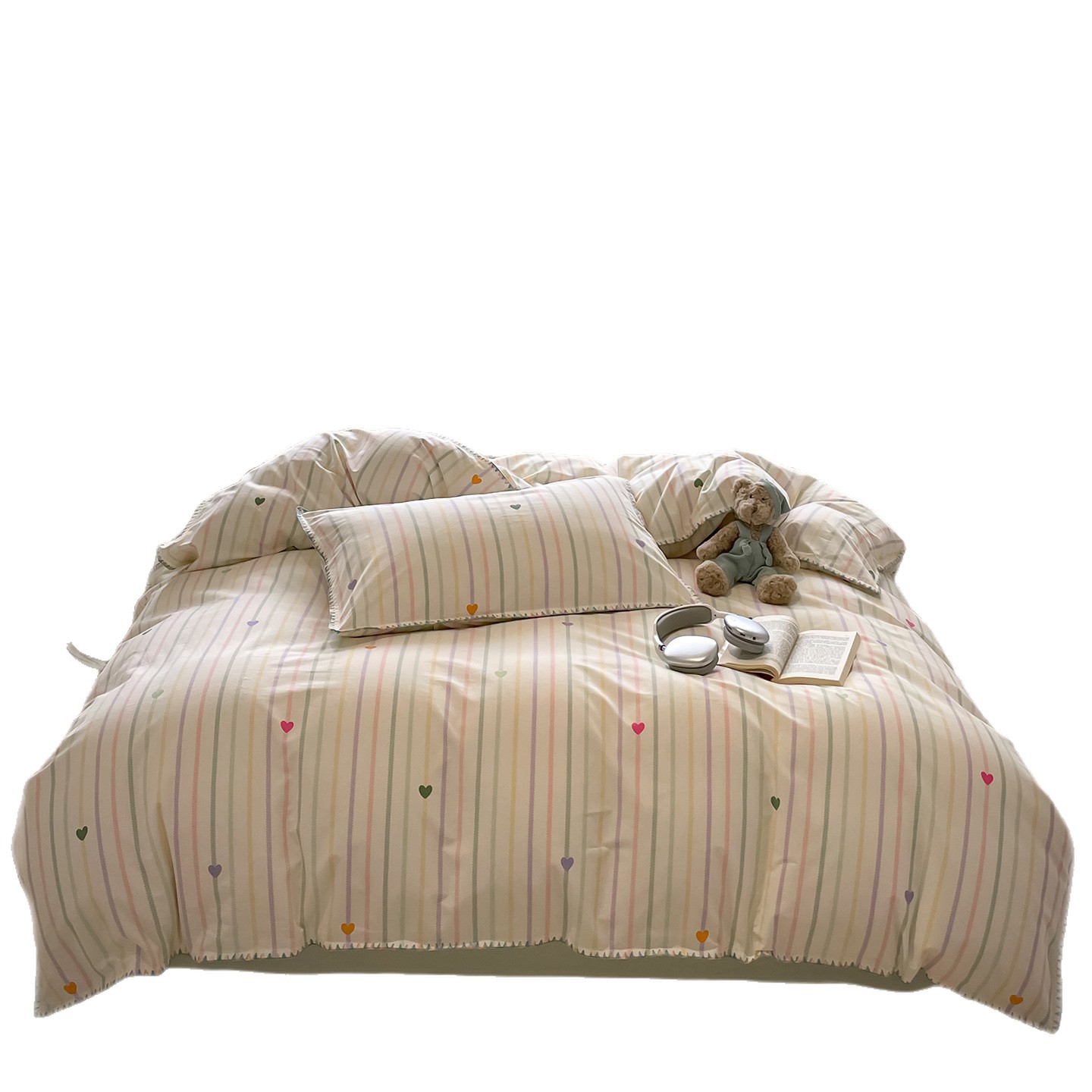 100% algodón clase A algodón madres y bebés borde de concha molido cuatro piezas de sábanas de algodón puro cama dormitorio cubierta de edredón