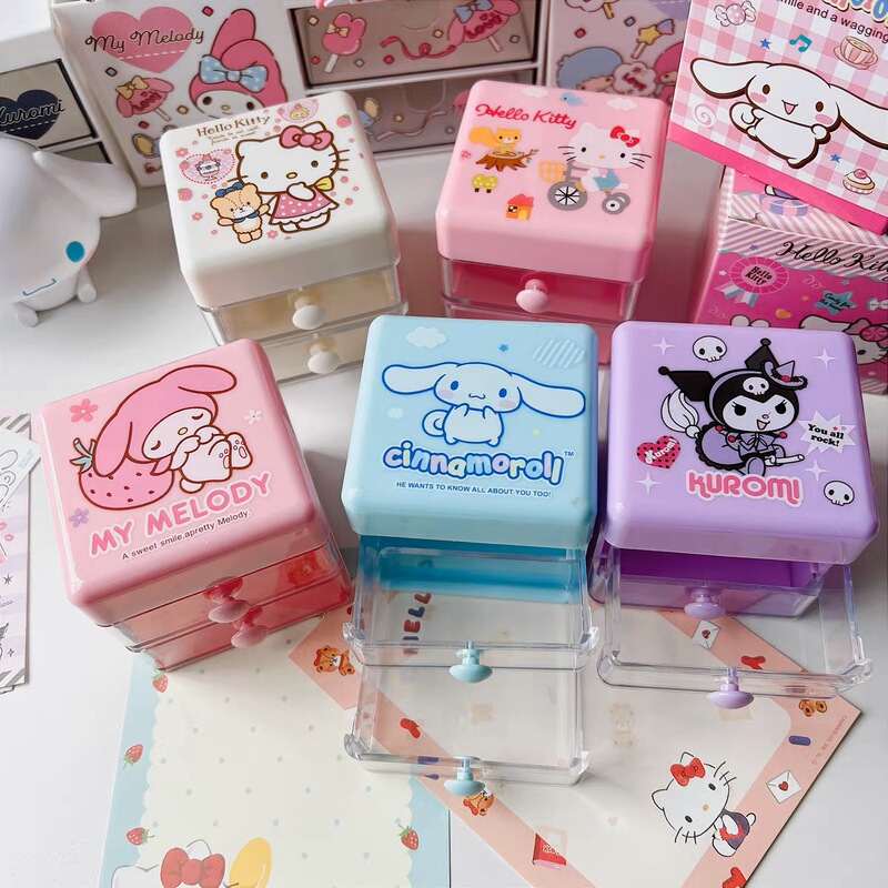 Sanrio multi-functional storage box Kitty cat storage goo plate bead chain jewelry stationery drawer storage small box
