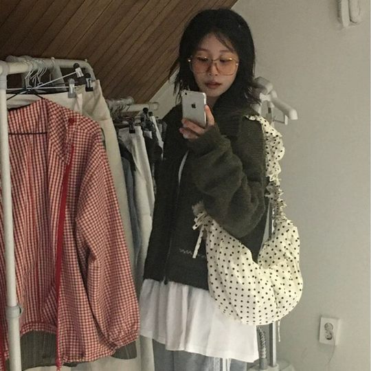 Spring New Retro Pleated Wave Dot Crescent Saddle Bag South Korea Ins Niche Cute Dumpling Bag Single Shoulder Crossbody Bag