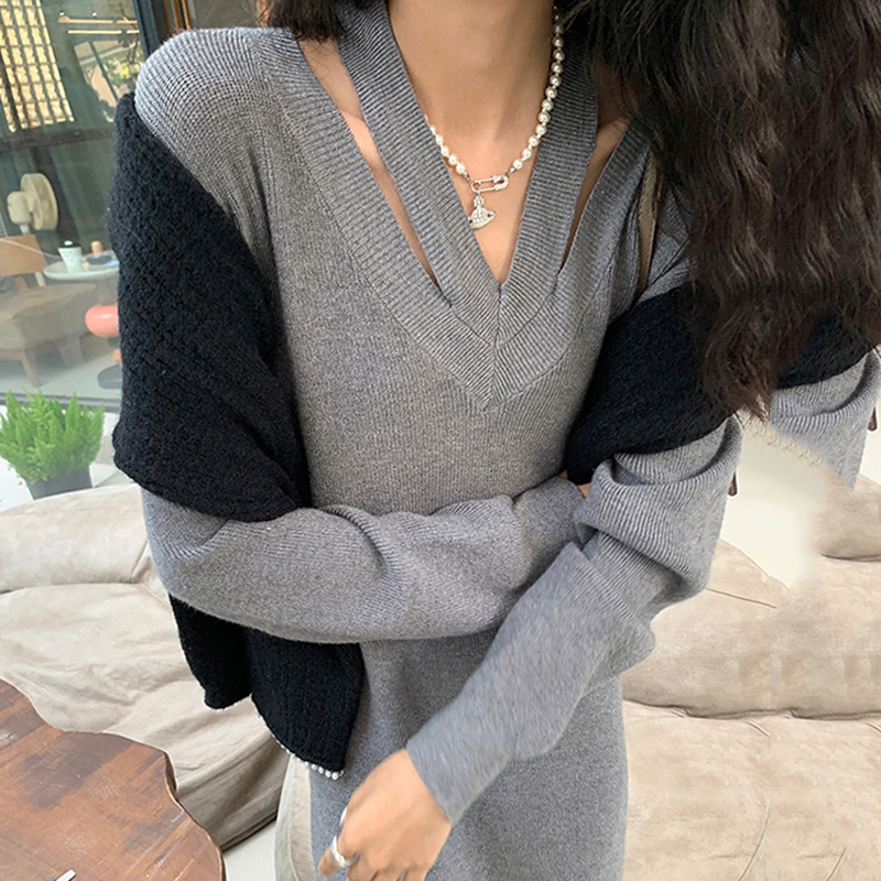 Long autumn knitted dress