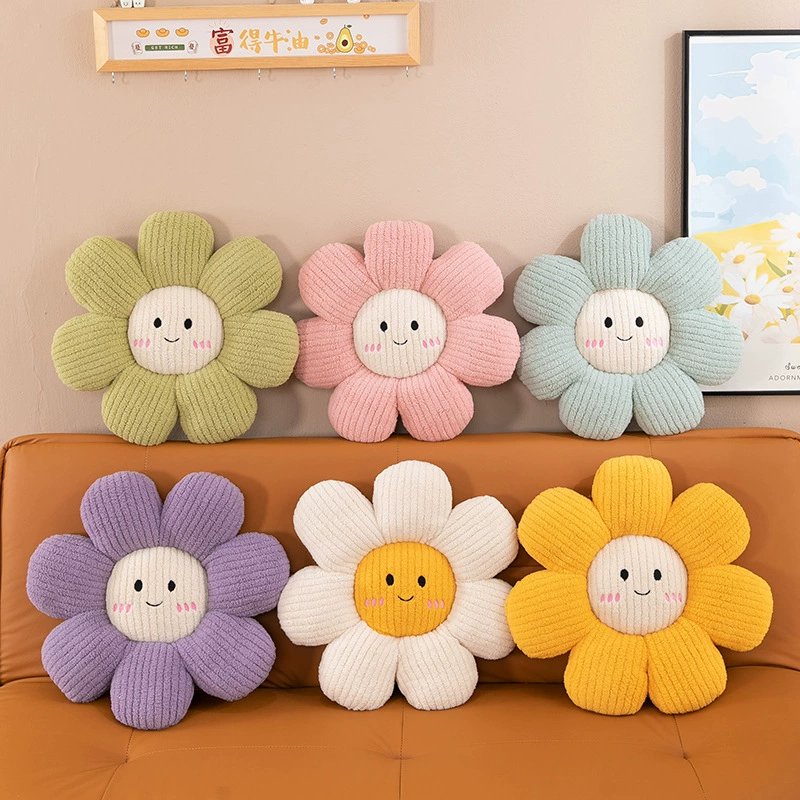 Plush pillow solar-powered, sofa, flowered, sunflower, tatami