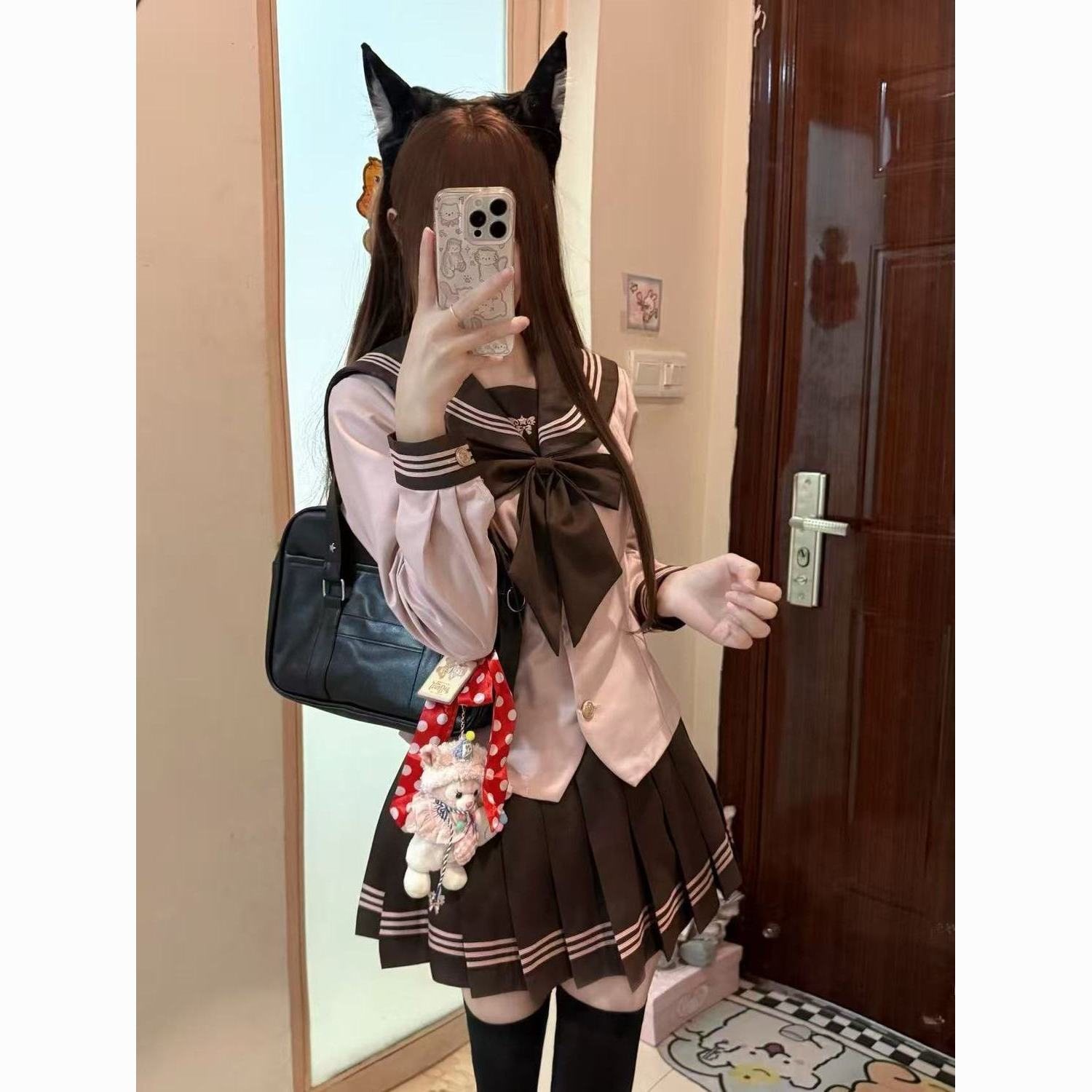 超好看原创正版jk日系学院风粉色甜美水手服修身套装