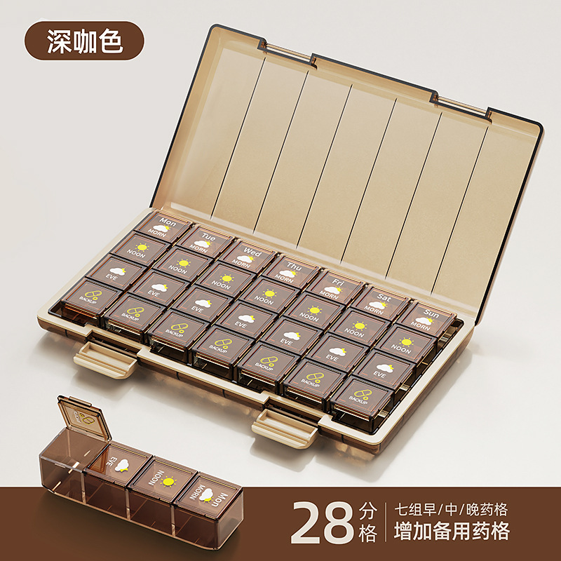 跨境药盒英文药品分装盒一周七天21格28分格药盒早中晚便携收纳盒|undefined