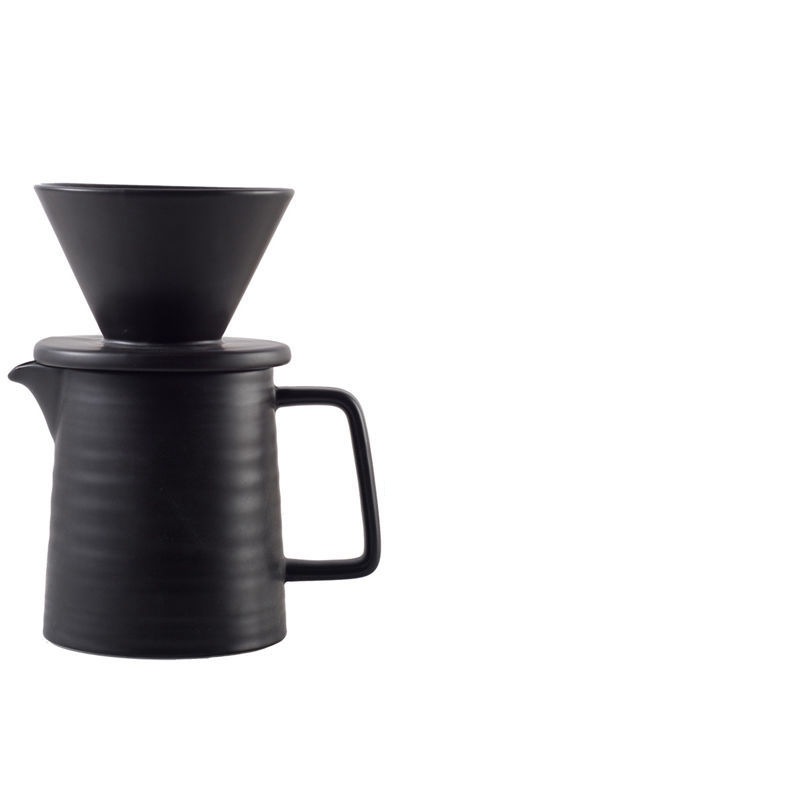 Cafetera V60 estilo americano, de cerámica negra, para compartir, con filtro y taza, juego para 2 personas, para exportación. image 7