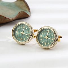 Men's Luxury Watch Pin, Fashion Fluorescent French Style Watch Golden Large Cufflinks Business Gift 