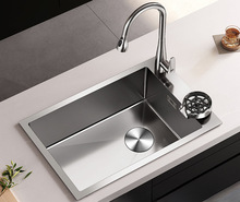 家用加厚304不锈钢厨房双槽改单水槽洗菜盆窄长型大洗碗水池