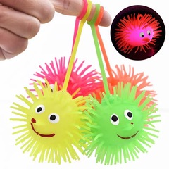Stylized hedgehog glittering fuzzy ball glowing elastic ball stress relief hot-selling stall squeeze fun wholesale