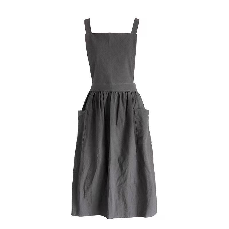 Estilo coreano japonés estilo preppy restaurante barista leche tienda de té floral ropa de trabajo artístico delantal algodón sobretodo delantal