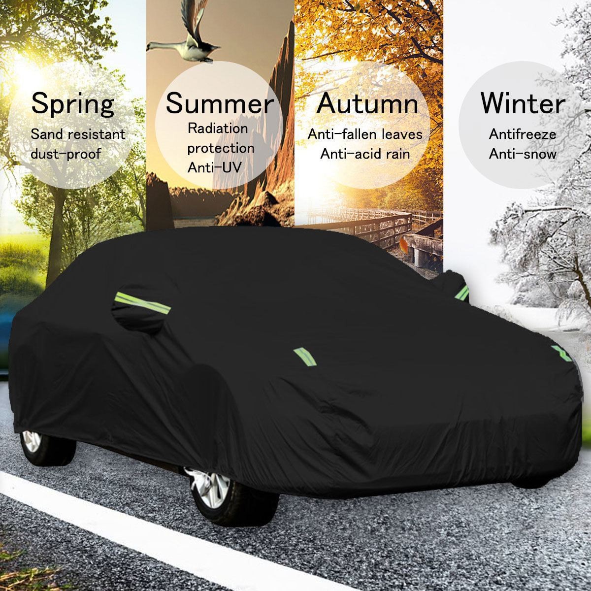 Cross-border car cover, sun-proof, rain-proof, dust-proof, sunshade, made of polyester taffeta and Oxford cloth, full-coverage car cover