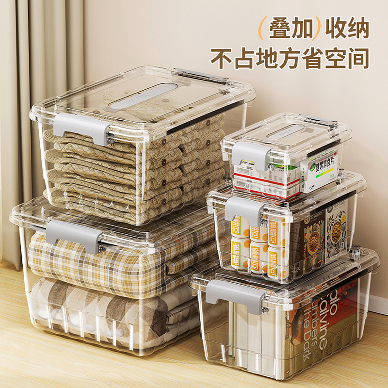 Customizable Pp Transparent Storage Box with Lid and Handle for Bedroom Books, Toys and Clothes Large Capacity Thickeneded Storage Box