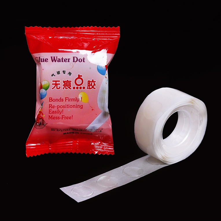FUENTE Boda cumpleaños ronda Punto de dispensación de doble cara transparente globo pegamento punto pegajoso extraíble dispensación 100 puntos