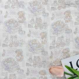 纯棉双层皱布纱布数码直喷印花维尼熊家居服睡衣口水巾箱包手提包