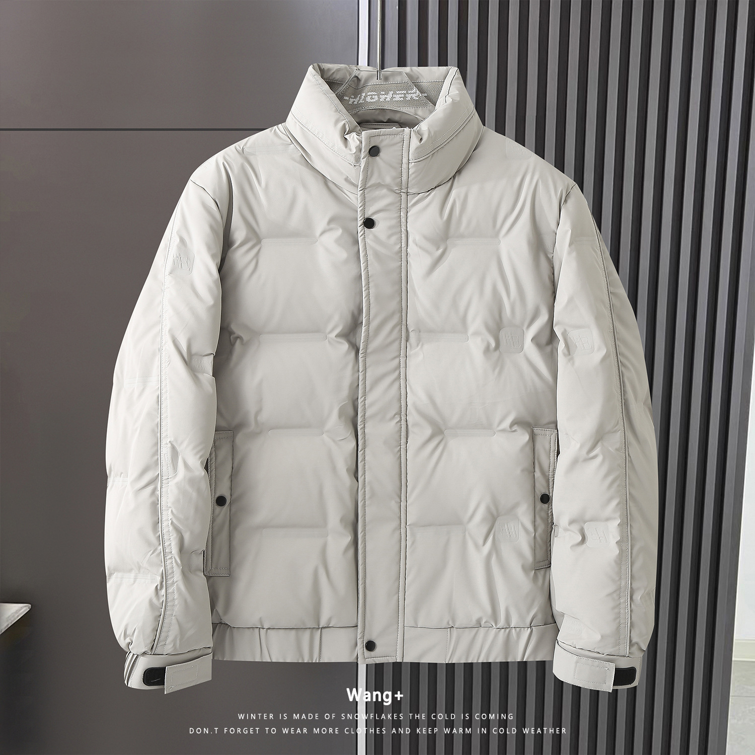 Autumn and winter new national standard standing collar down men's Korean version solid color casual warm thickened_voghion.com