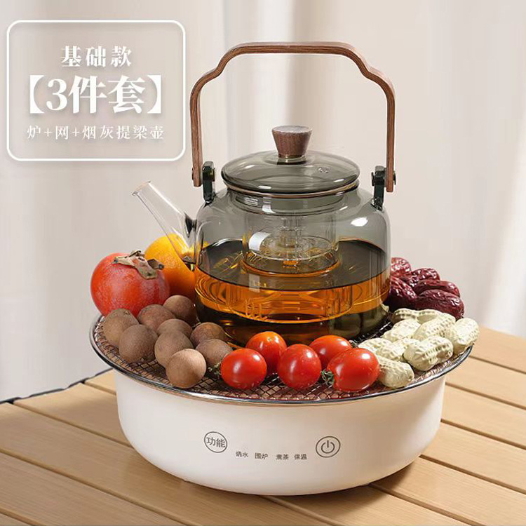 Tea Brewing Electric Ceramic Stove Tea Brewing Set for Home Indoor Use, All-Glass Health-Preserving Tea Kettle and Stove Set