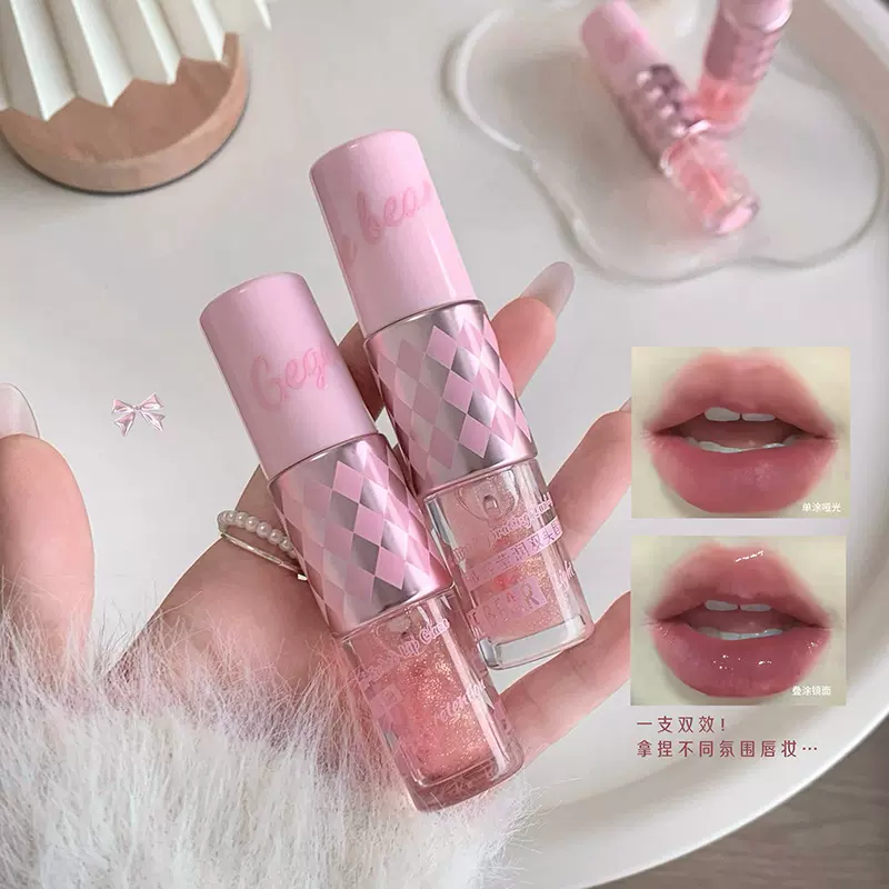 Gegebear戈戈小熊绒雾莹润双头唇釉哑光雾面口红显白不易掉色唇釉