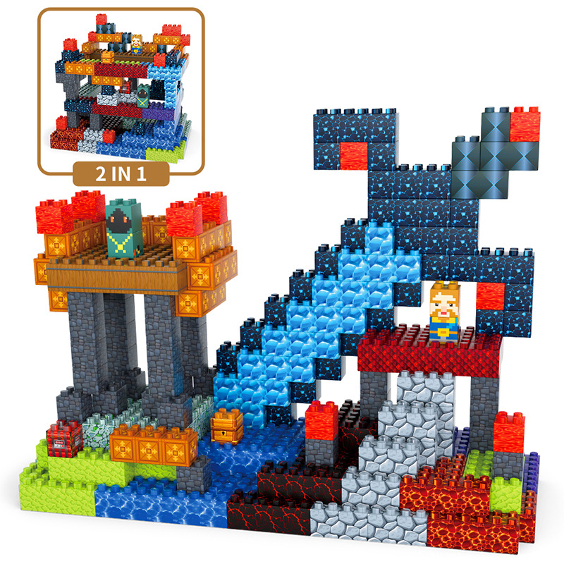 Source Factory Mc My Building Block World DIY Construction Scene 2cm Insertable Blocks Parent-Child Interactive Toy