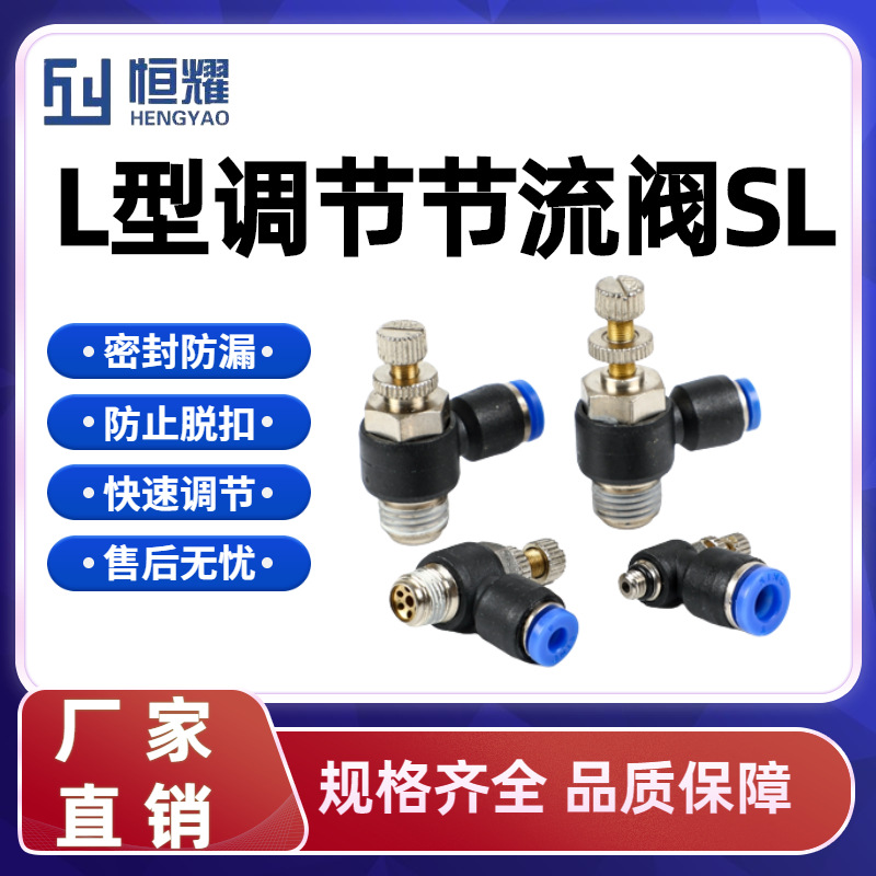 气动气管配件快速快插接头L型调节SL节流阀调速阀控制阀4/6-01/02