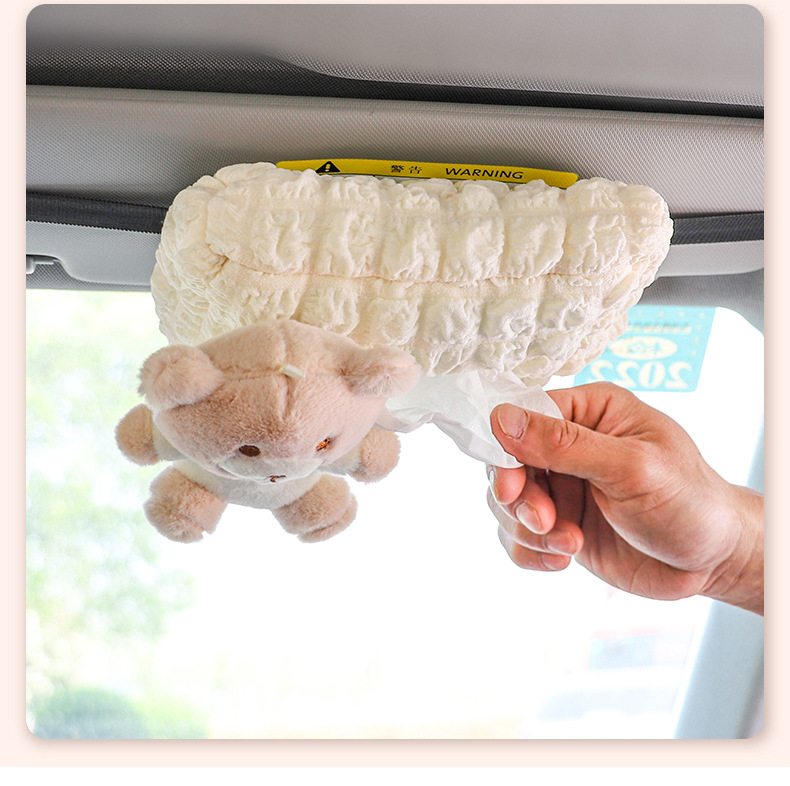 Car Cartoon Tissue Box DIY Poofg Car Hanging Paper Box Creative Car Interior Supplies Bear Rabbit