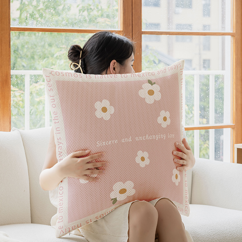 핑크 데이지 브로케이드 베개