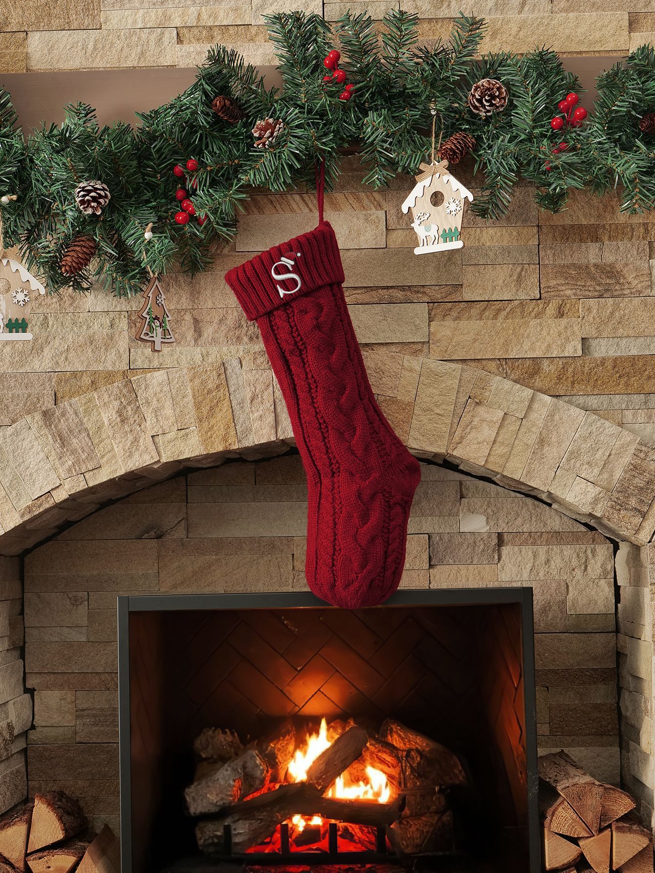 Amazon Europa y los Estados Unidos medias de Navidad personalizadas bordadas calcetines de letras de punto medias de regalo de Navidad colgantes fabricantes image 73