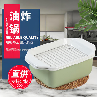 Frying Pan Enamel Soup Pot Double-Handle Soup Pot Milk Pot Enamel Pot for Home Use Compatible with Induction Cookers and Gas Stoves