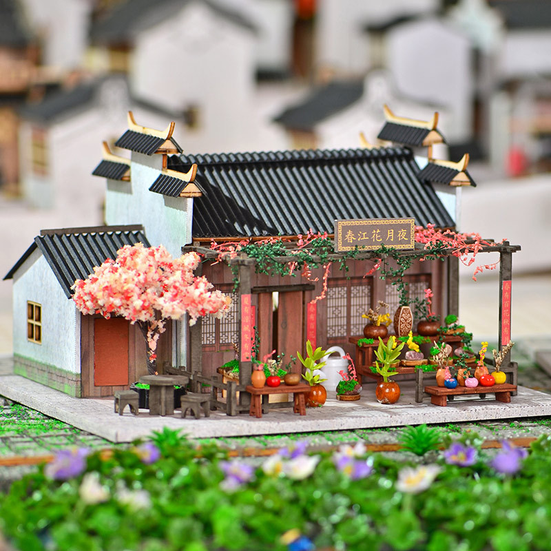 diy Cabin manual make House Chinese style Attic villa Assemble Architecture Model birthday gift girl Toys