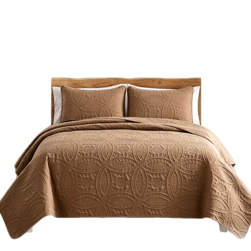 Fábrica directa de comercio exterior cubierta de cama de algodón intercalado cubierta de cuatro estaciones cubierta de cama de color puro ultrasonido cubierta de cama de tres piezas delgada cubierta de almohada