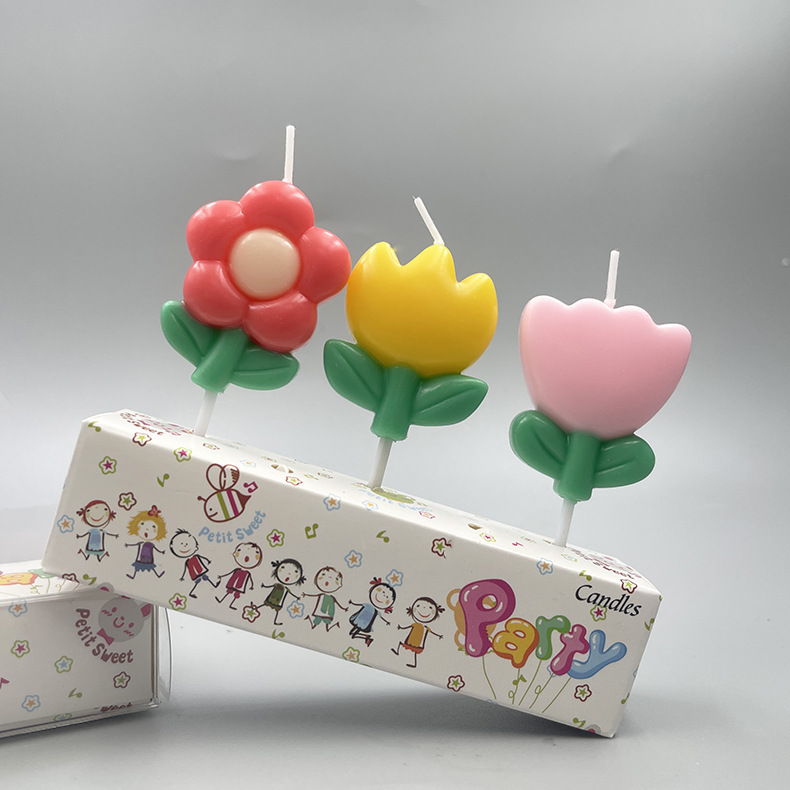 创意郁金香彩色小花生日蜡烛蛋糕装饰母亲节氛围感生日蜡烛批发
