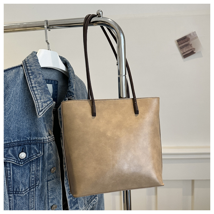 Europa y América simple retro bolsa de cubo de la línea de PU costura bolsa de cercanías bolso de las mujeres hombro bolso de las axilas bolso de las mujeres