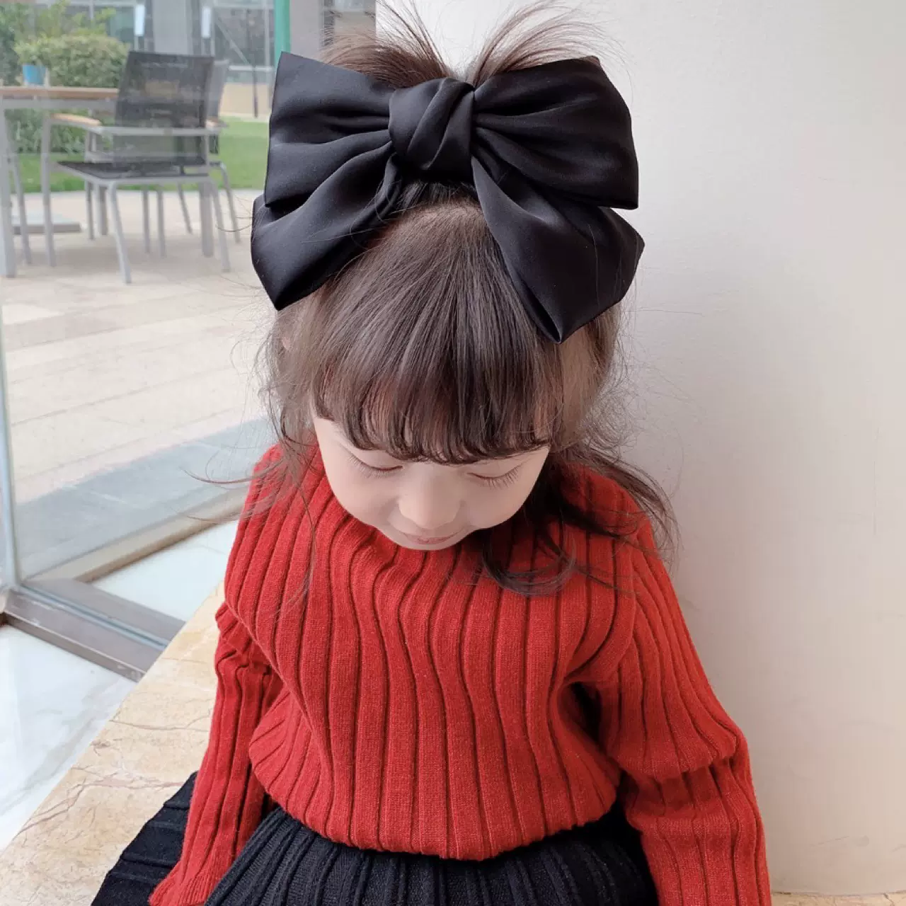 高级感儿童大蝴蝶结发夹公主后脑勺过新年头饰小女孩红色发饰