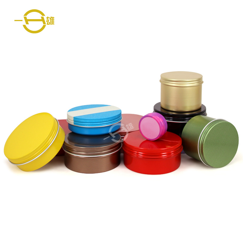 60-150ml圆形彩色铝盒发蜡盒饰品盒玩具盒包装盒铝制金属盒收纳盒