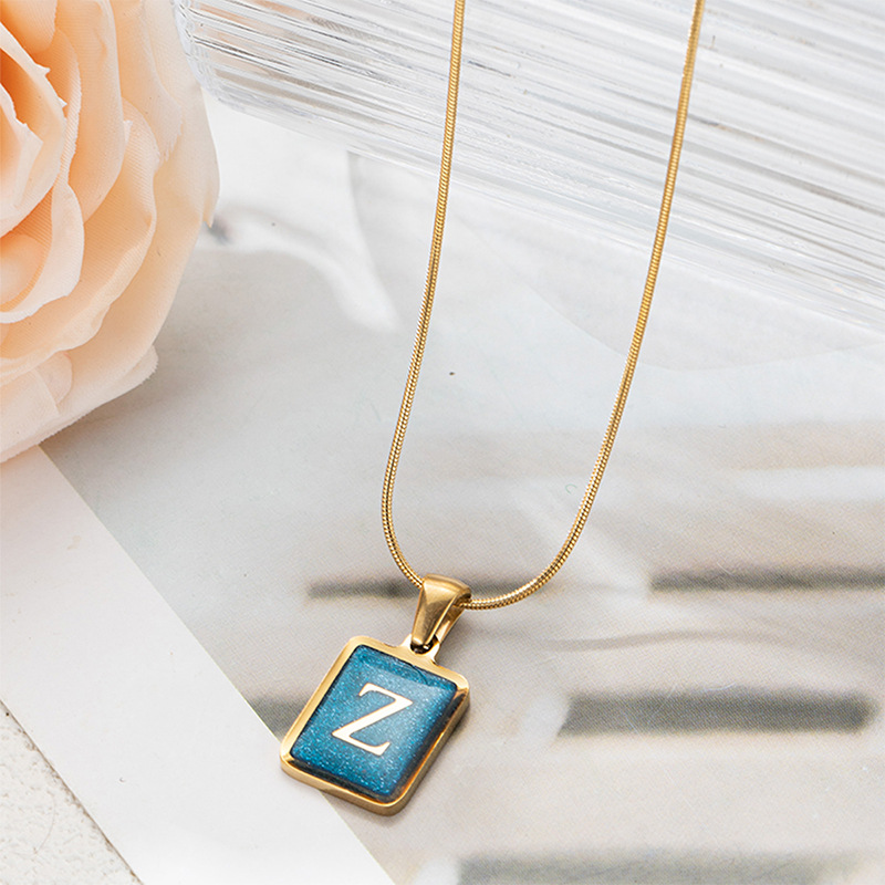 304 Stainless Steel Basic Classic Style Commute Enamel Geometric Letter Pendant Necklace display picture 29