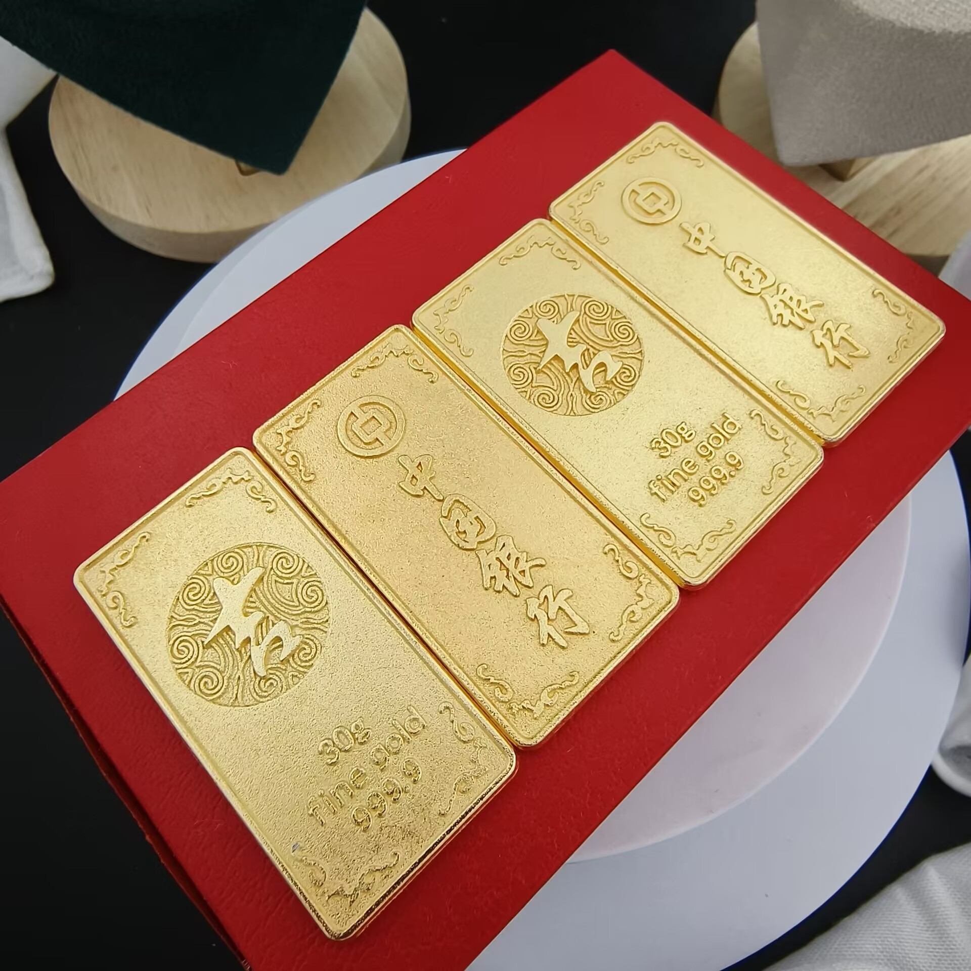 各行合金仿真金条摆件实心小金条假金砖金块招财黄金道具厂家直销