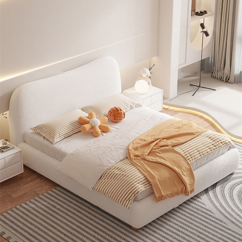 羊羔绒布艺床轻奢主卧双人床现代简约小户型公主床北欧软包ins风