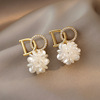 Earrings with letters, hydrolate, crystal earings, new collection, with snowflakes, simple and elegant design