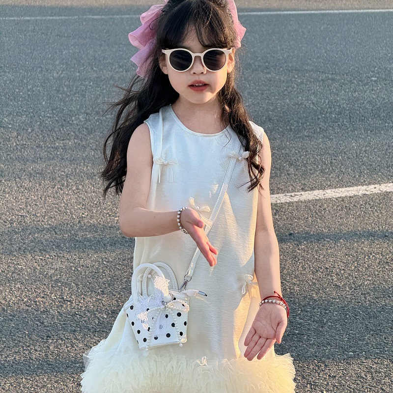 子供バッグ秋と冬の新しいレトロなオイルレザーポルカドットプリントミニハンドバッグ女の子親子クロスボディバッグ口紅バッグ|undefined