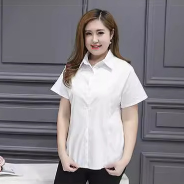 New 200kg half sleeve white shirt Korean style plus size women's short sleeve work clothes long sleeve slim fit shirt New 200kg half sleeve white shirt Korean style plus size women's short sleeve work clothes long sleeve slim fit shirt