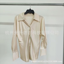 女装桑蚕丝衬衫长袖修身显瘦斜纹裁剪重磅真丝22姆米绉缎欧美简约
