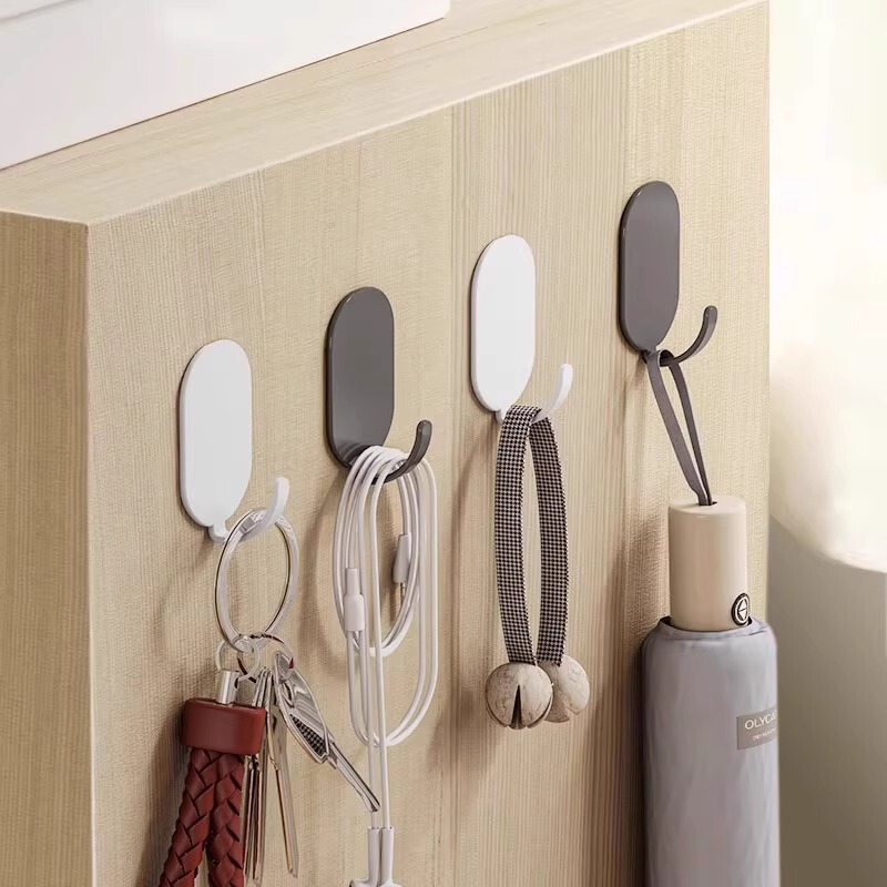 Adhesive Hooks, No-Drill, for Kitchen and Bathroom, Wall-Mounted, Traceless, Heavy-Duty Stainless Steel Hooks Adhesive Hooks, No-Drill, for Kitchen and Bathroom, Wall-Mounted, Traceless, Heavy-Duty Stainless Steel Hooks